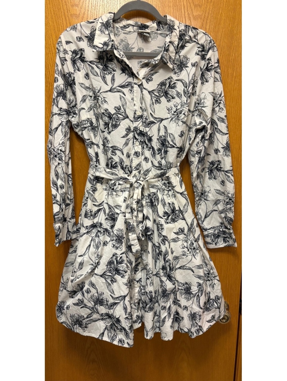 A New Day Black & White Floral Button-Down Shirt Dress Size XL NWOT